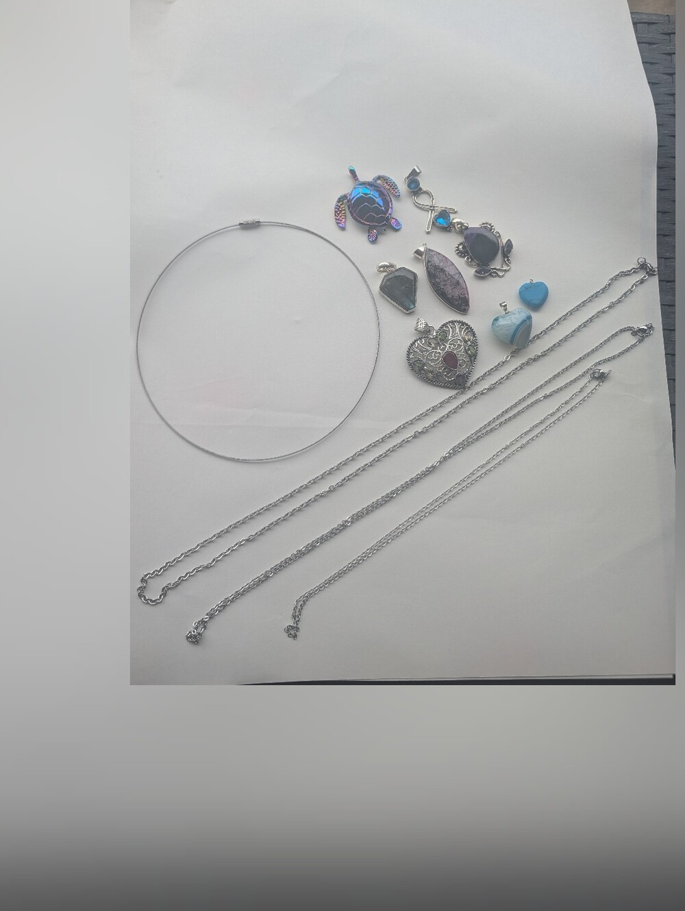 4 Silver Color Necklace Interchangeableb Pendants